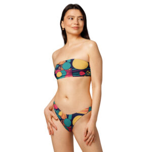 Recycelter Bandeau-Bikini mit Allover-Druck